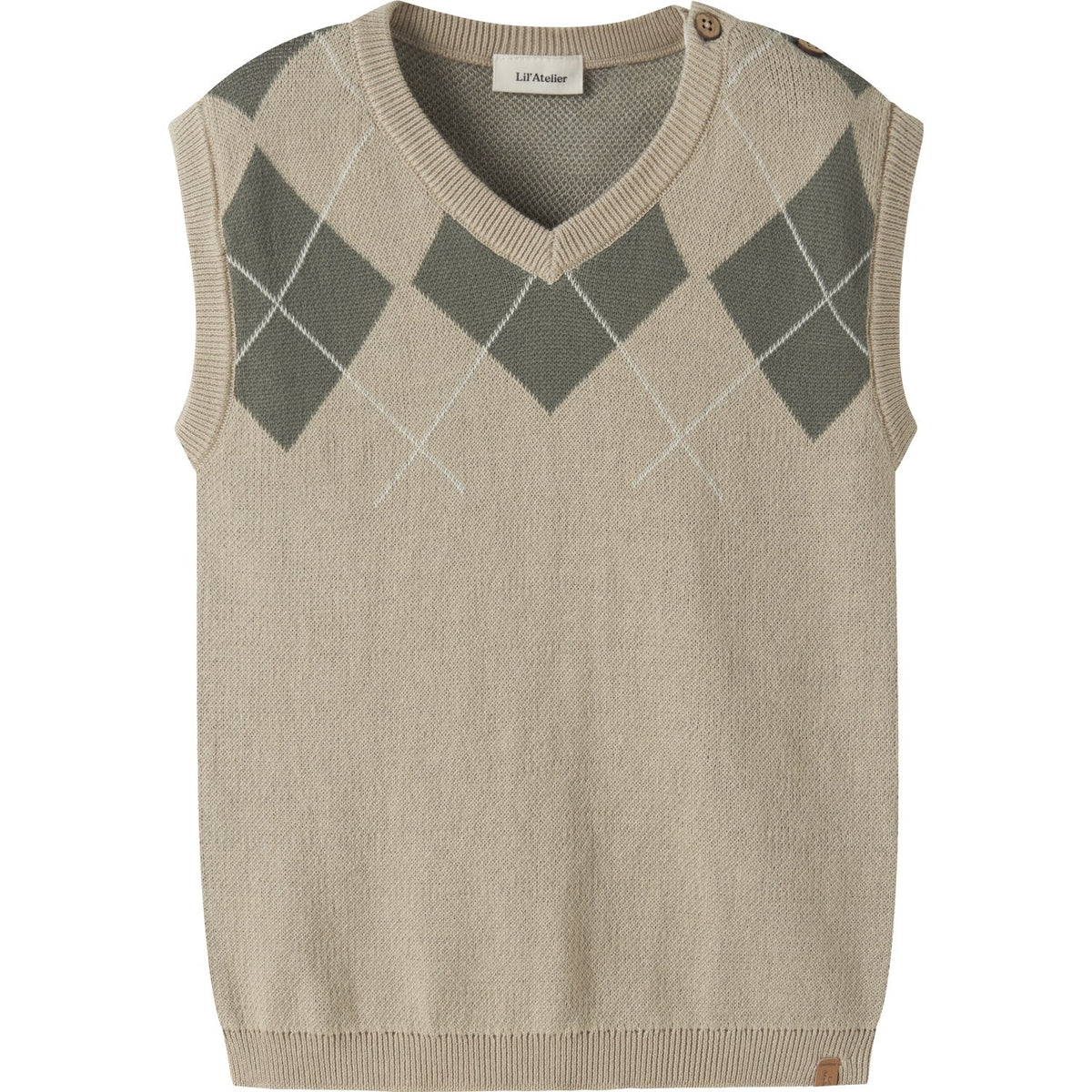 Lil'Atelier White Pepper Mulled Basil Nmmronan Knit Vest Lil