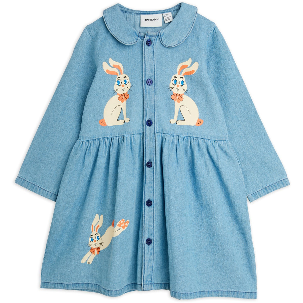 Mini Rodini Blue Lw Denim Rabbit Sp Woven Dress