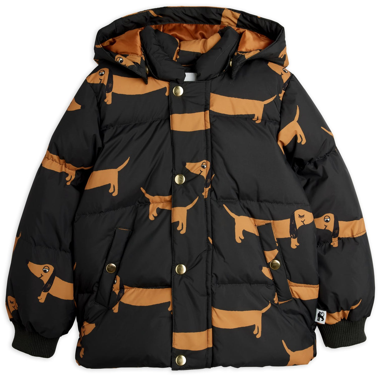 Mini Rodini Black Dog AOP Hooded Puffer