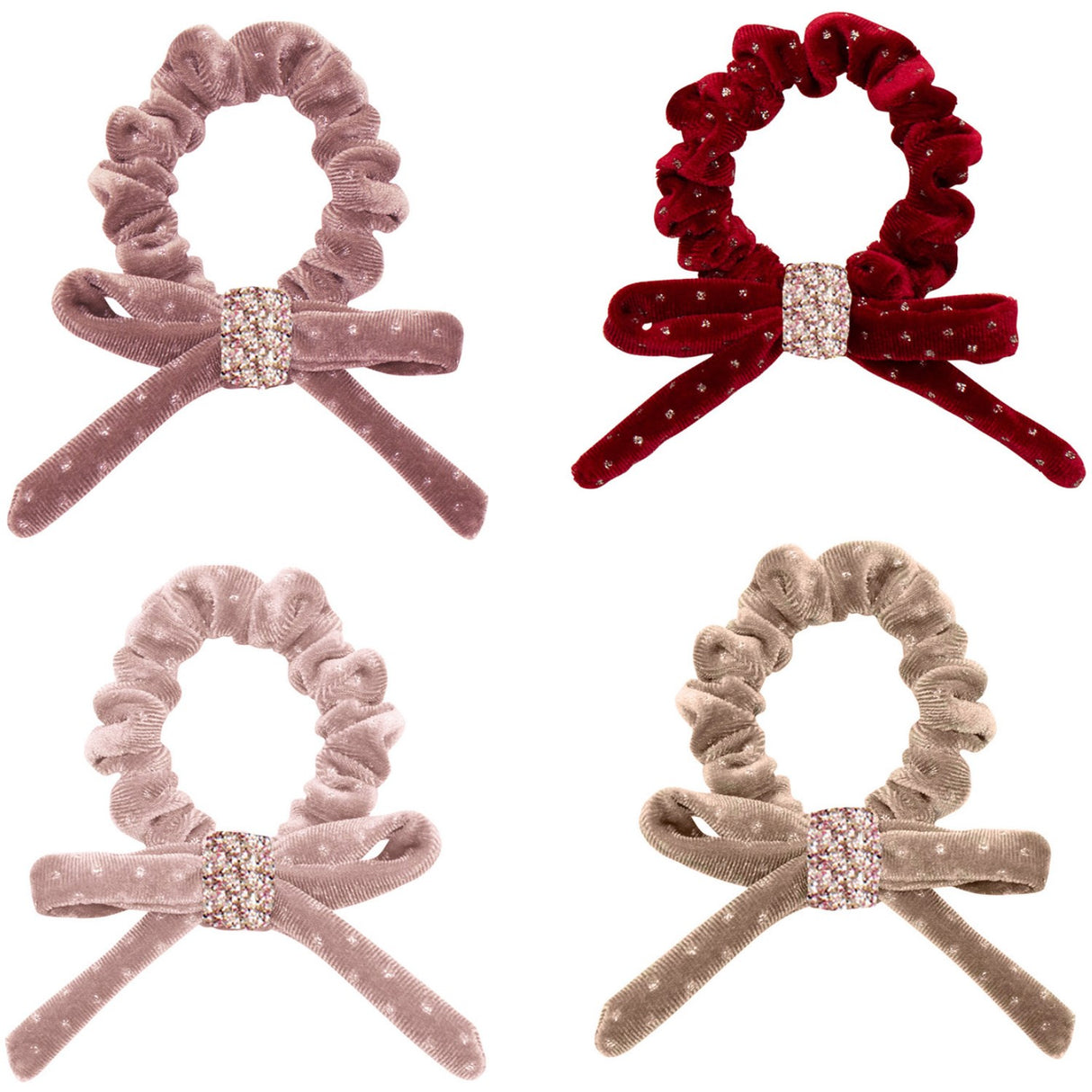 Mimi & Lula 4 Scrunchies Hårelastikker - Velvet Bow