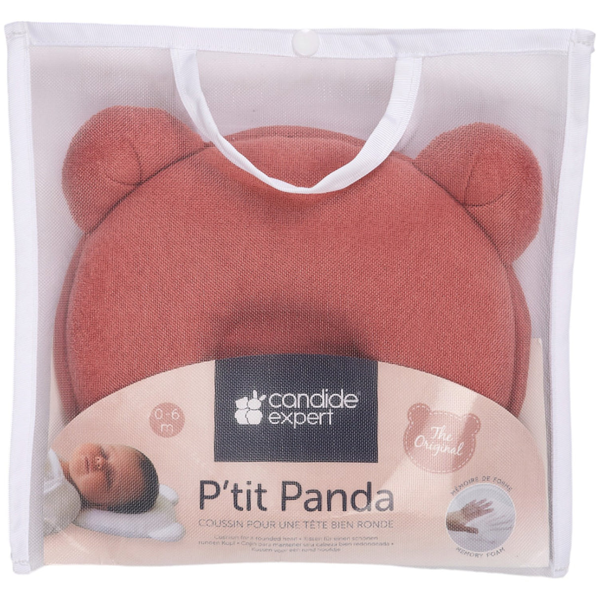 Candide Rust Panda Baby Pillow