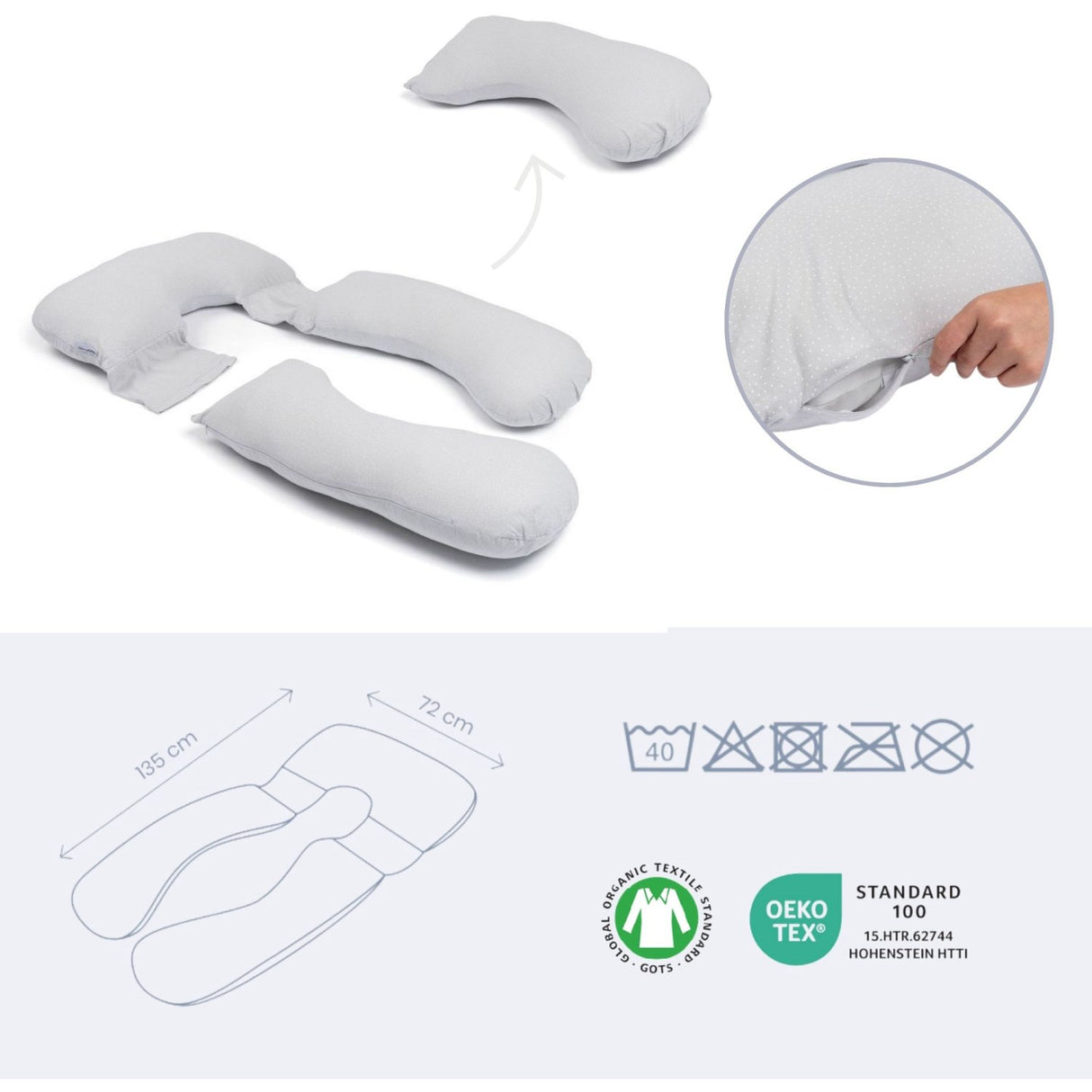 Doomoo Grey Polka Dots Maxi Pregnancy Pillow