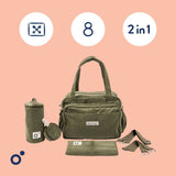 Doomoo Corduroy Khaki Diaper Bag With 8 Accessories