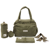 Doomoo Corduroy Khaki Diaper Bag With 8 Accessories