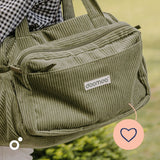 Doomoo Corduroy Khaki Diaper Bag With 8 Accessories