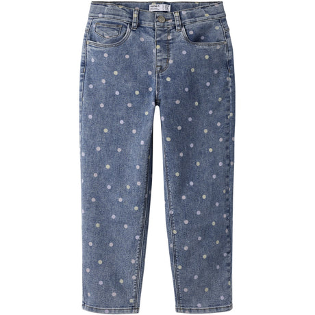 Name It Medium Blue Denim Dots Nmfpbella Mom Shaped Jeans 3555-Sz