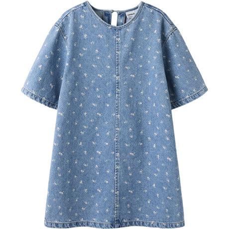 Name It Light Blue Denim Flower Aop Nkfpsilla Dnm Aop Ss Dress 2121-Im