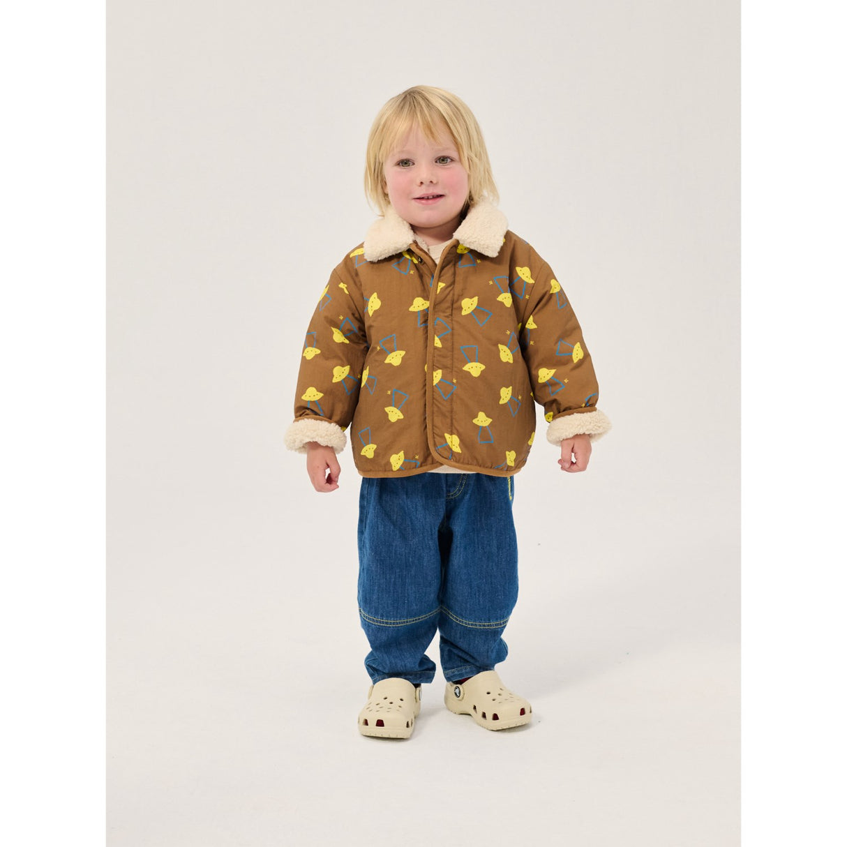 Bobo Choses Brown Pixel Abduction Sheepskin Reversible Jacket