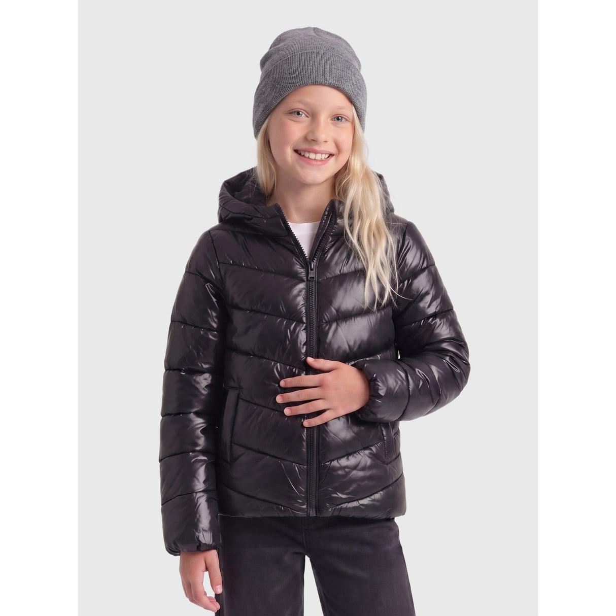 kids ONLY Black Kogkajsa Light Quilt Hood Jkt Otw Noos