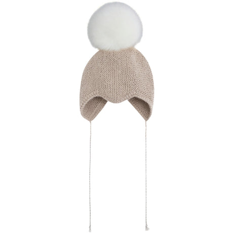 Huttelihut Off-White Bonnet Wool Knit Alpaca Pompom