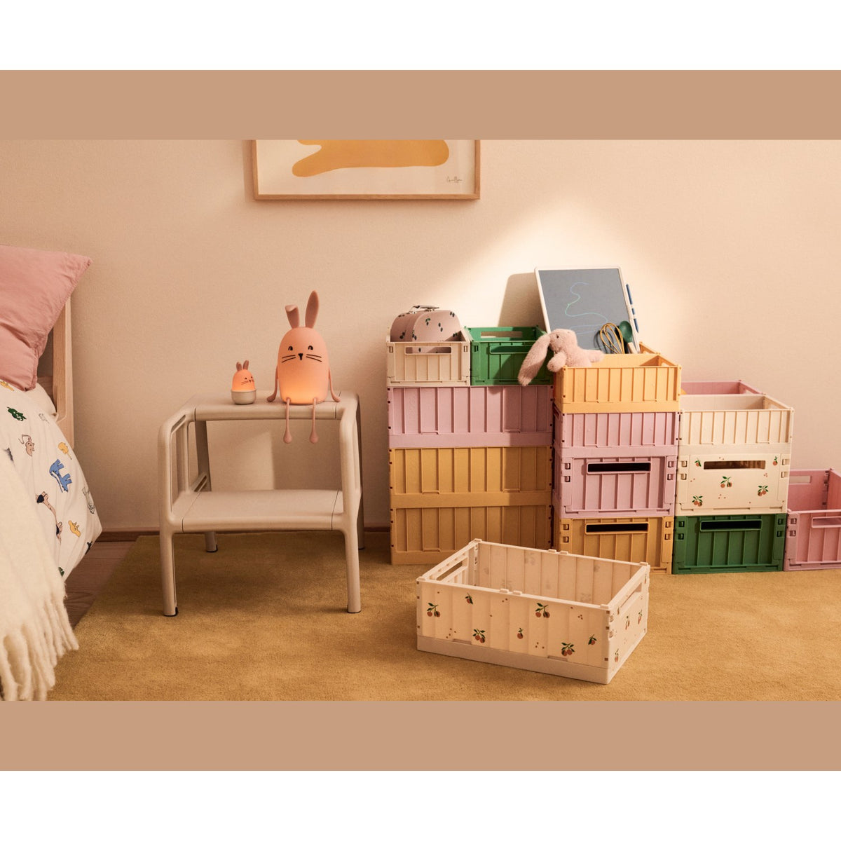 LIEWOOD Peach / Sea Shell Weston Printed Storage Box M 2-pack
