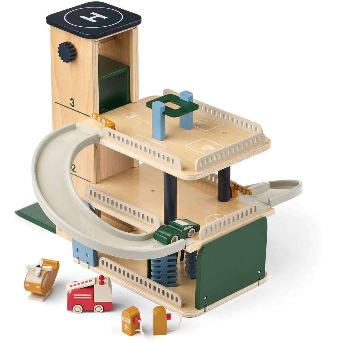 LIEWOOD Beach Blue Multi Mix Jordy Wooden Multi Play Parking Tower