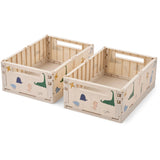 LIEWOOD Dino Roar / Sandy Weston Printed Storage Box M 2-pack