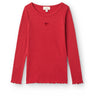 COPENHAGEN COLORS Red Modal Rib Ls Tee W. Heart Hole Pattern