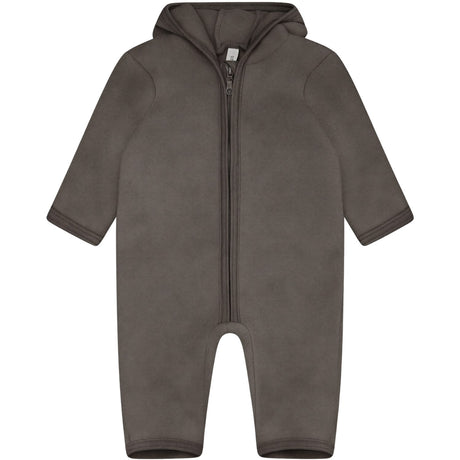 Huttelihut Brown Melange Pram Suit Ears Cotton Fleece