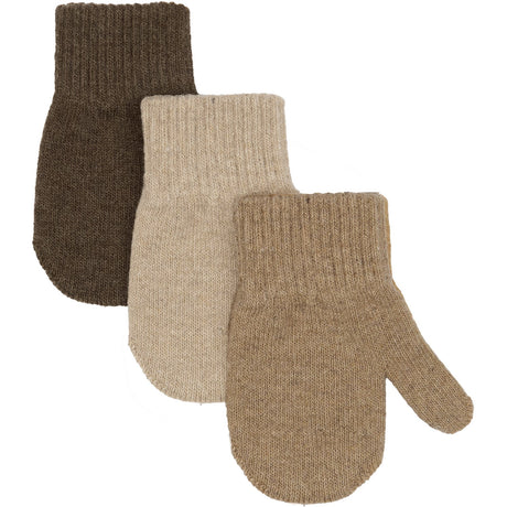 Mikk-Line Beige Melange-Melange Denver-Brown Melange Magic Mittens 3-Pack