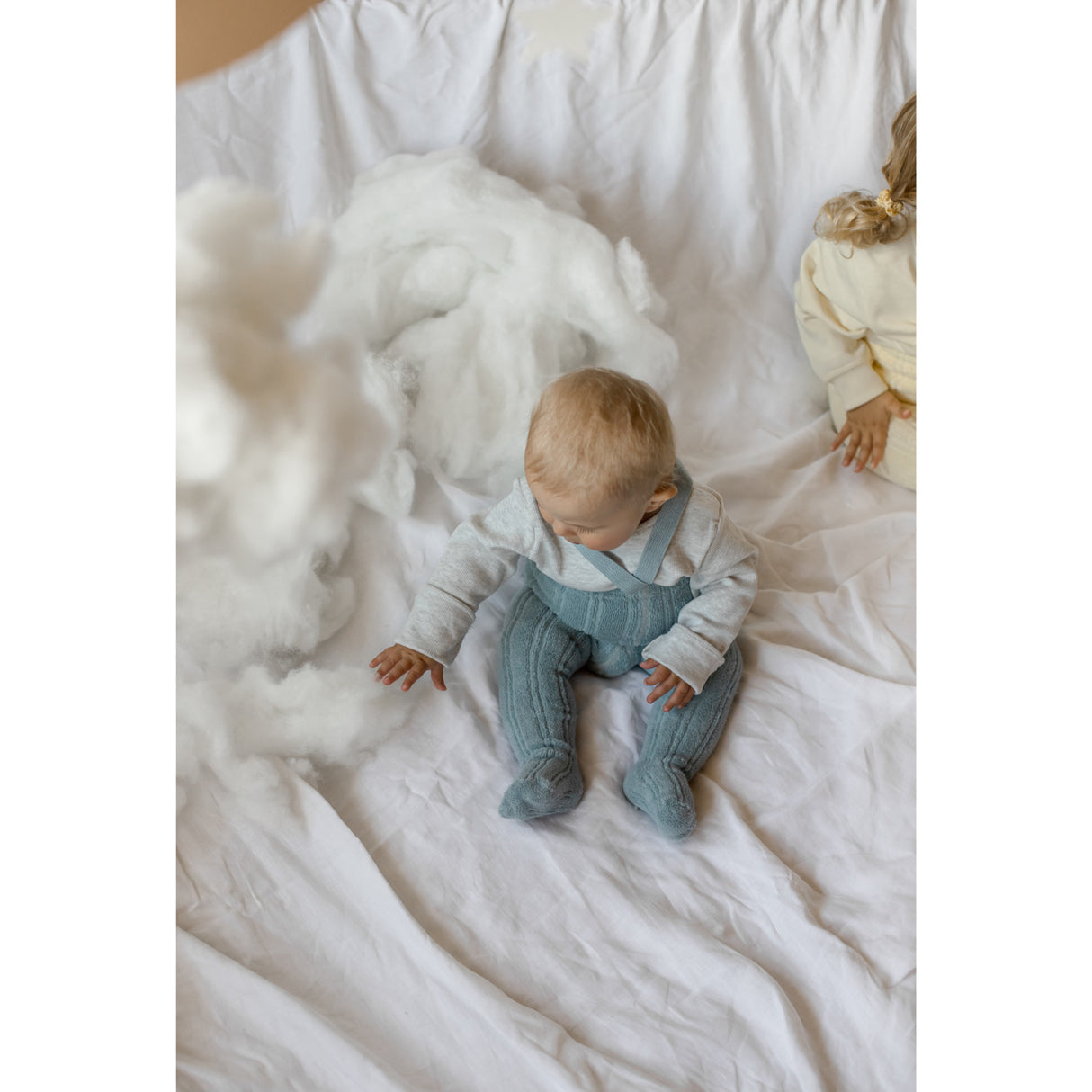 Silly Silas Granny Teddy Tights With Braces Misty Blue
