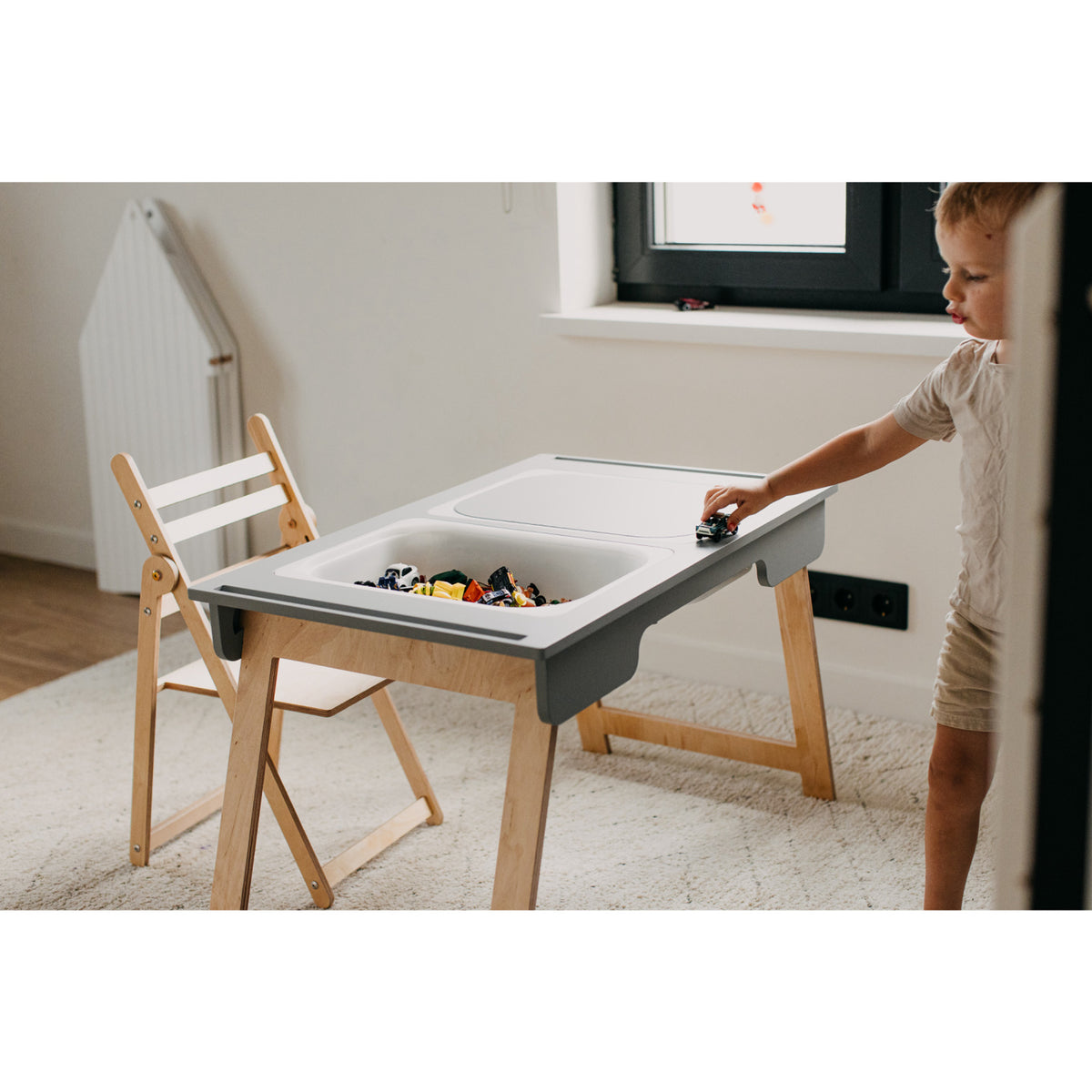Duck Woodworks Grey Sensory Table With 2 Boxes Included