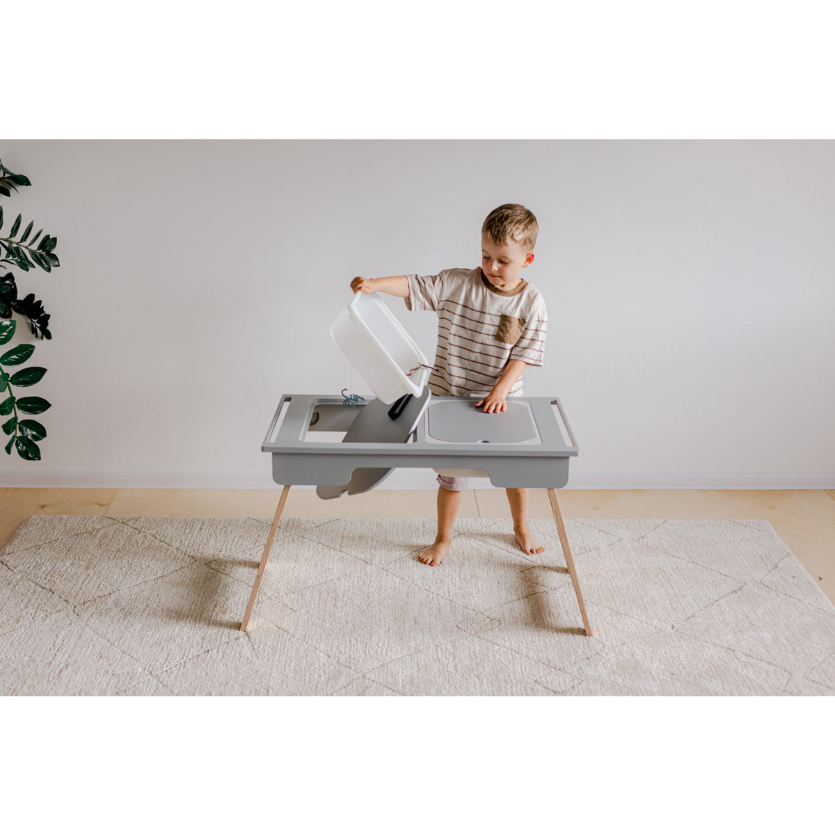 Duck Woodworks Grey Sensory Table With 2 Boxes Included