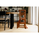 Duck Woodworks Honey Glaze Foldable Kitchen Tower Stained With High Chair Addon Set