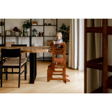 Duck Woodworks Honey Glaze Foldable Kitchen Tower Stained With High Chair Addon Set