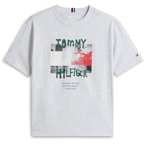 Tommy Hilfiger Grey Heather-Grey Flag Grafitti Tee Ss