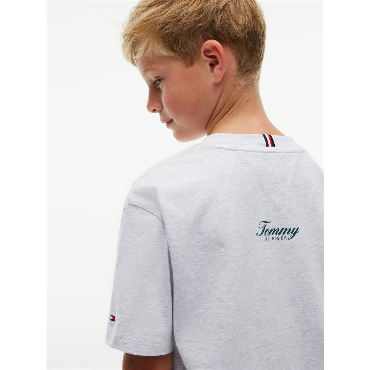 Tommy Hilfiger Grey Heather-Grey Flag Grafitti Tee Ss