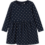Name It Dark Sapphire Dots Aop In Bright White Nmfvivia Ls Dress Noos