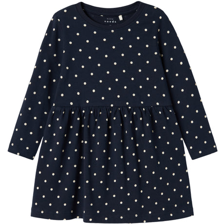 Name It Dark Sapphire Dots Aop In Bright White Nmfvivia Ls Dress Noos