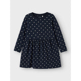 Name It Dark Sapphire Dots Aop In Bright White Nmfvivia Ls Dress Noos