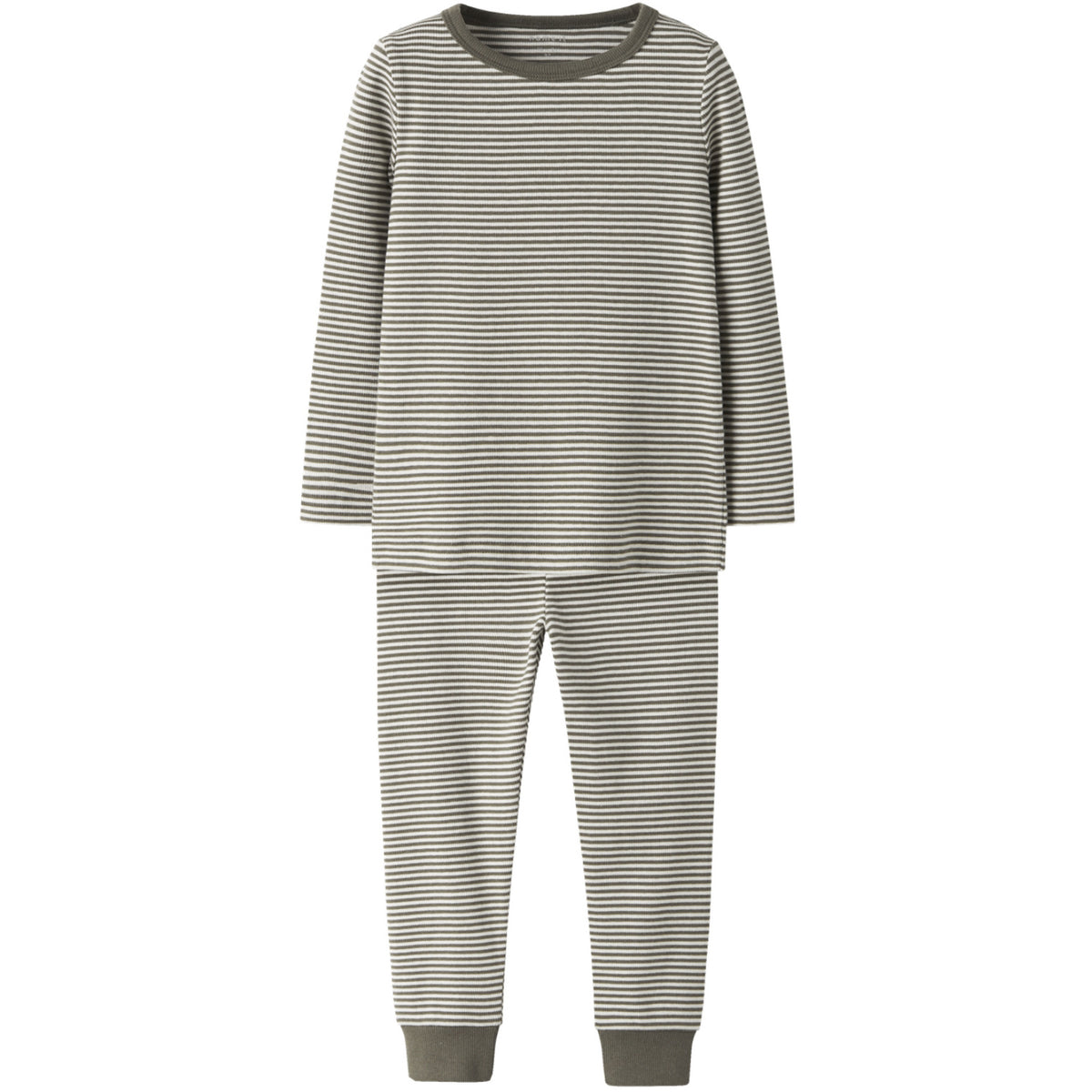 Name It Dusty Olive Y/D Dusty Olive / Jet Stream Nmnnightset Stripe Rib Noos