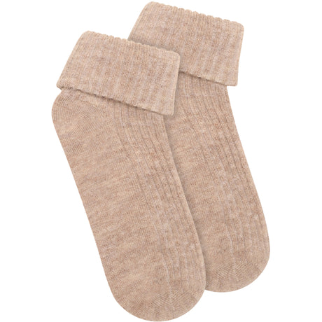 Minymo Silver Mink Melange Baby 2X2 Rib Wool Socks 2-Pack