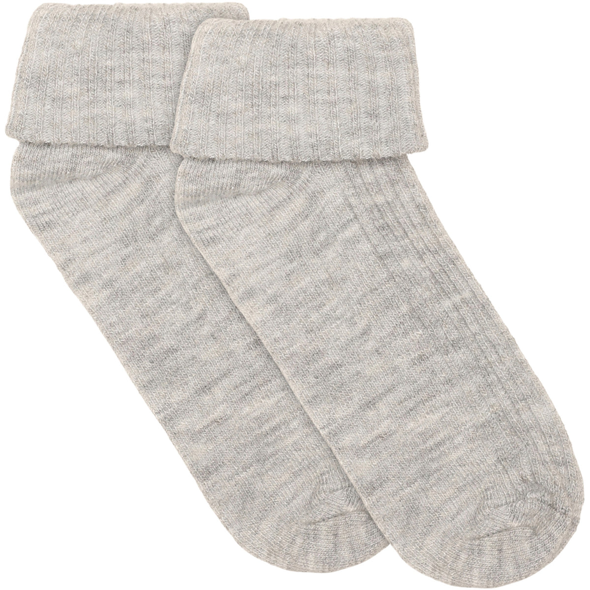 Minymo Light Grey Melange Baby 2X2 Rib Wool Socks 2-Pack