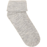 Minymo Light Grey Melange Baby 2X2 Rib Wool Socks 2-Pack