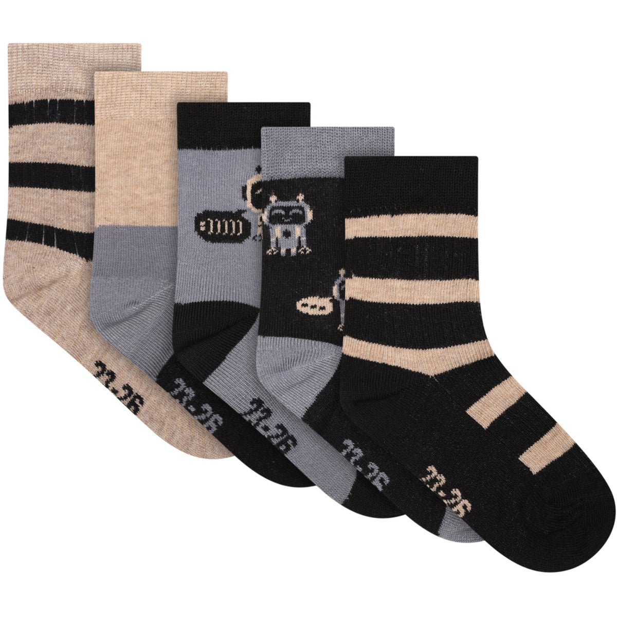 Minymo Blau Gray Socks W. Pattern (5-Pack)