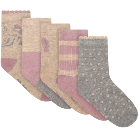 Minymo Elderberry Socks W. Pattern (5-Pack)