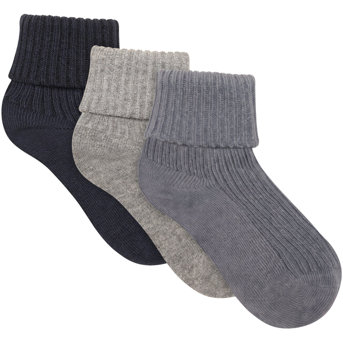 Minymo Blau Gray Baby 2X2 Rib Sock (3-Pack)