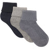 Minymo Blau Gray Baby 2X2 Rib Sock (3-Pack)