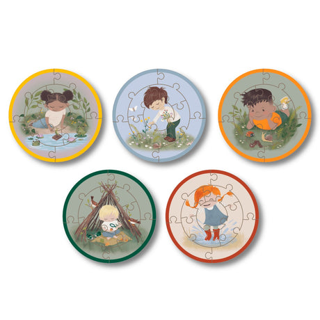 FILIBABBA Set of 5 Round Puzzles Little Adventurers