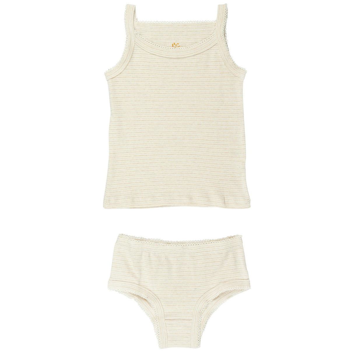 COPENHAGEN COLORS Beige Stripe Strap Top And Underpants Striped