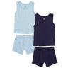 COPENHAGEN COLORS Lt.Blue/ Navy Comb. Core Rib Jersey 2Pack Tank-Top And Boxer Shorts