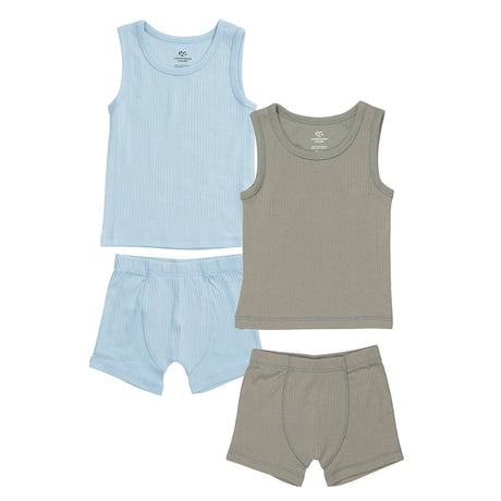 COPENHAGEN COLORS Lt. Grey/ Lt. Blue Comb. Core Rib Jersey 2Pack Tank-Top And Boxer Shorts