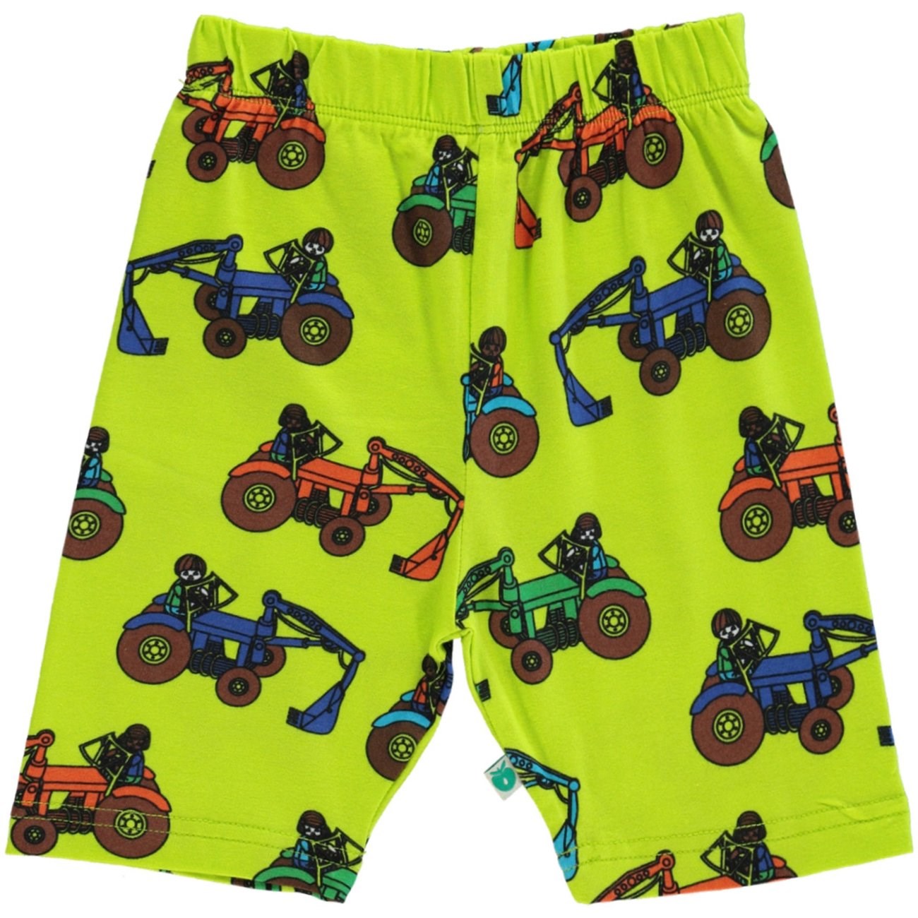 Småfolk Bright Green Cycling Shorts With Tractors 5