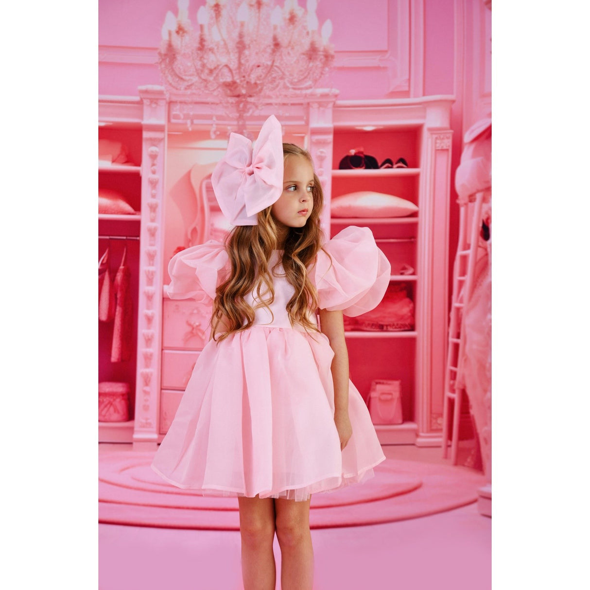 Dolly by Le Petit Tom DollyPink Dolly World V-Back Puff Sleeve Organza Tutu Dress