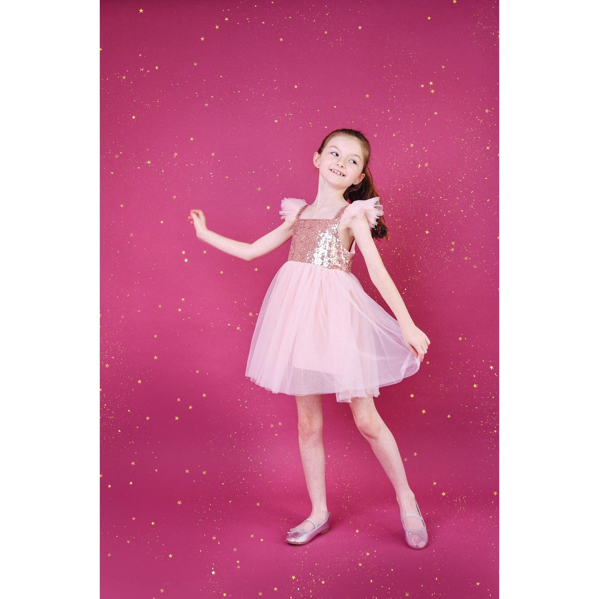 Dolly by Le Petit Tom Pink Dolly Universe Sequin Glitter Galaxy Tutu Dress