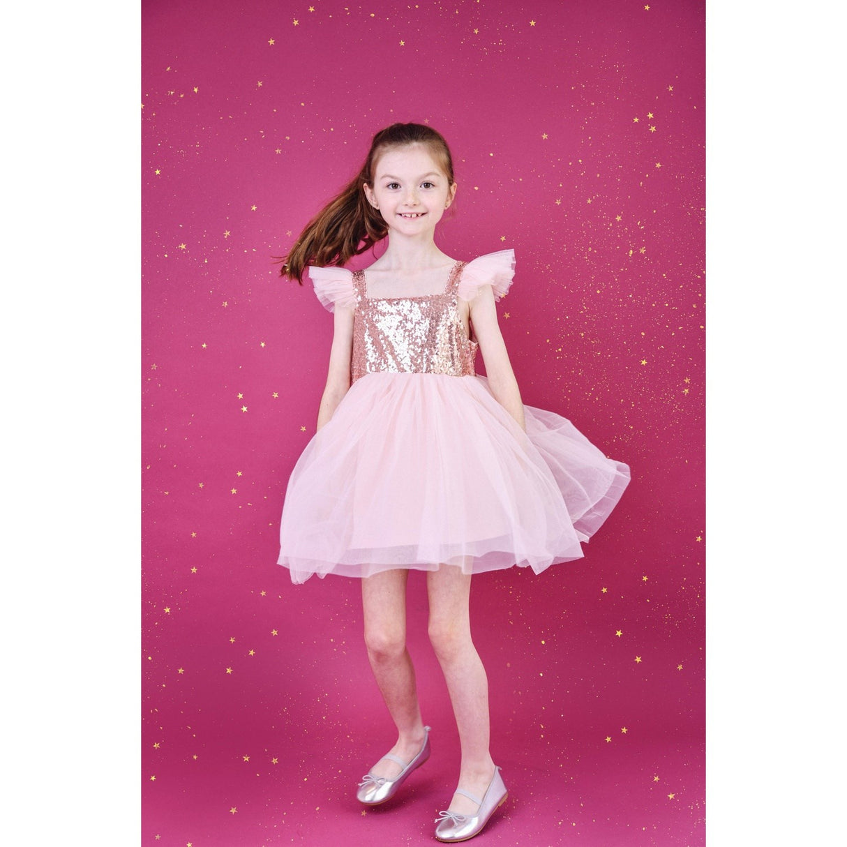 Dolly by Le Petit Tom Pink Dolly Universe Sequin Glitter Galaxy Tutu Dress