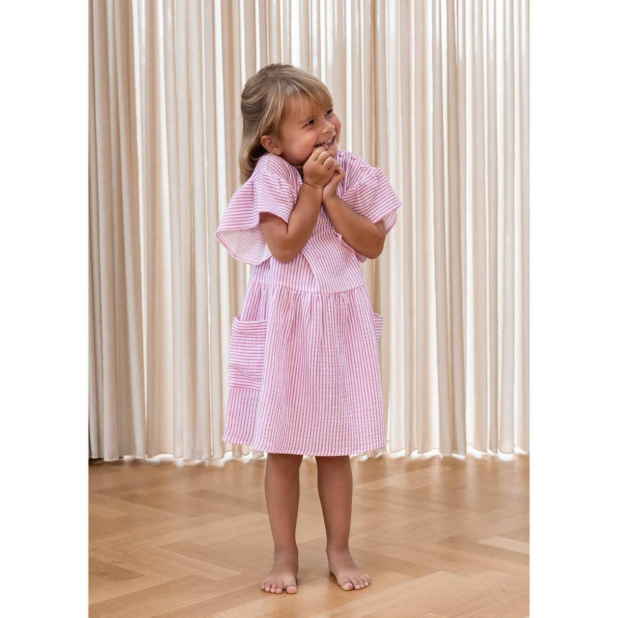 Fliink Cloud Dancer Pink Stripe Ciao Stripe Dress 4