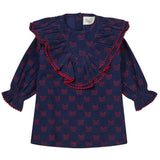 Flöss Navy/Ruby Red Bows Luna Dress