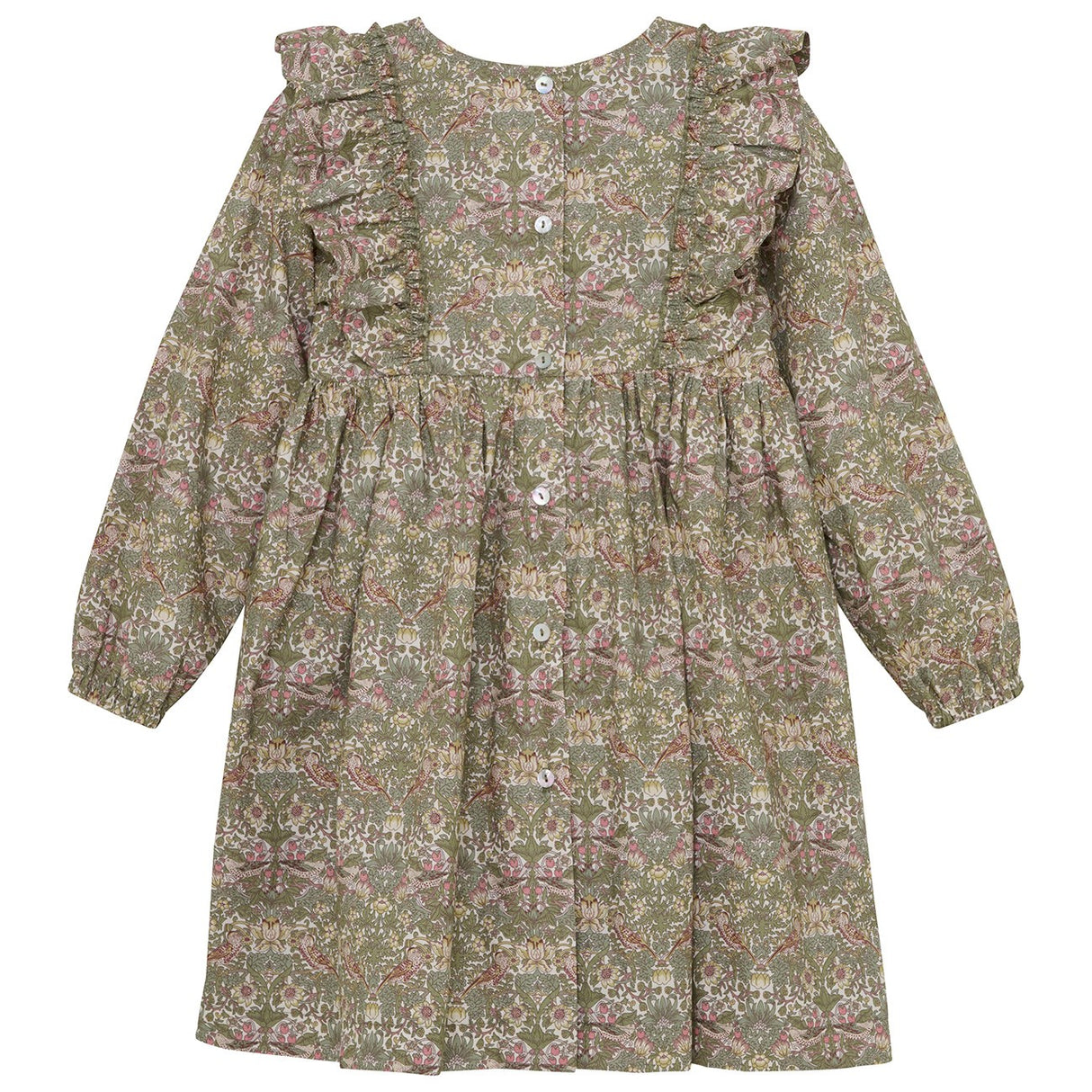 Huttelihut Deep Lichen Green Dress In Liberty Fabric