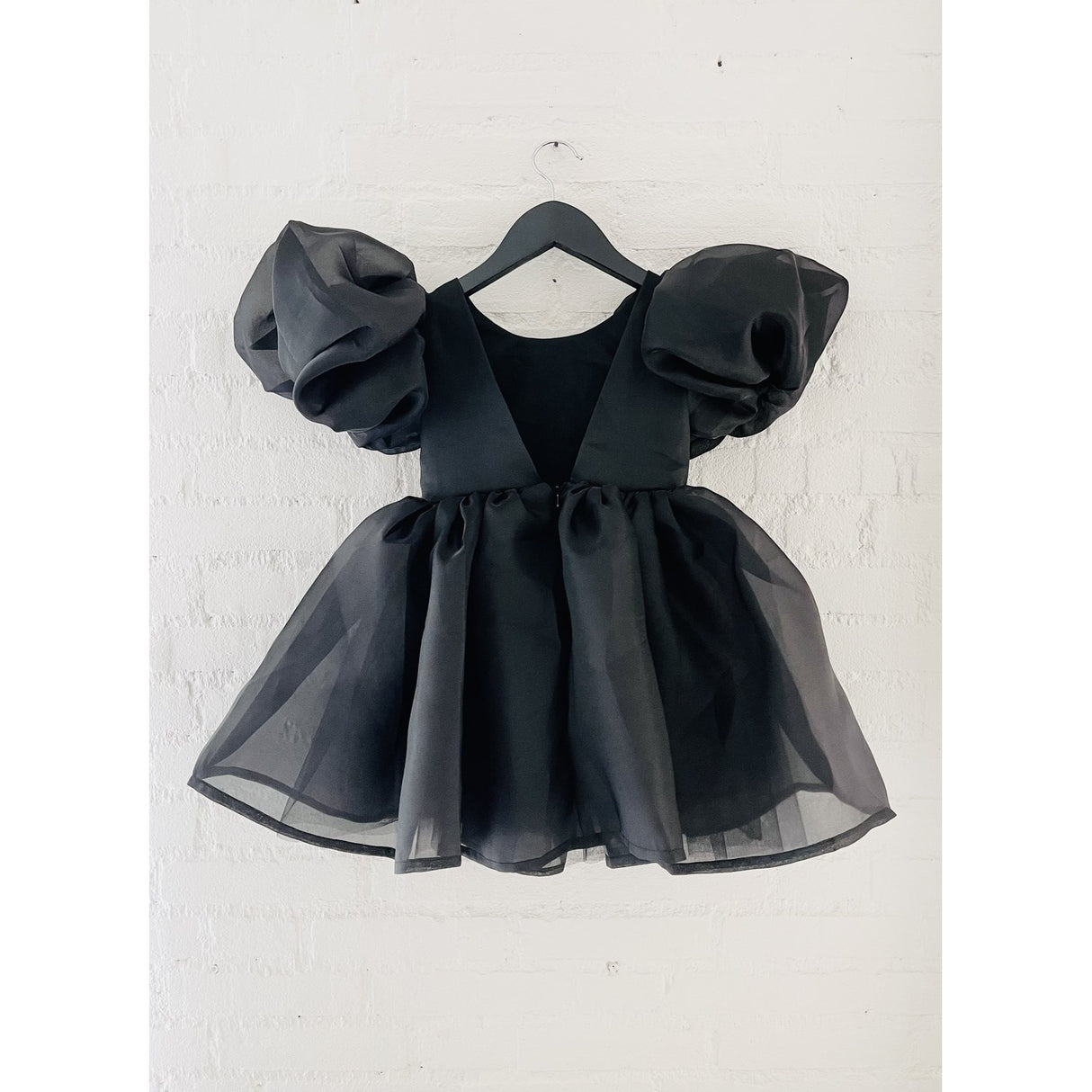 Dolly by Le Petit Tom Black Dolly World V-Back Puff Sleeve Organza Tutu Dress